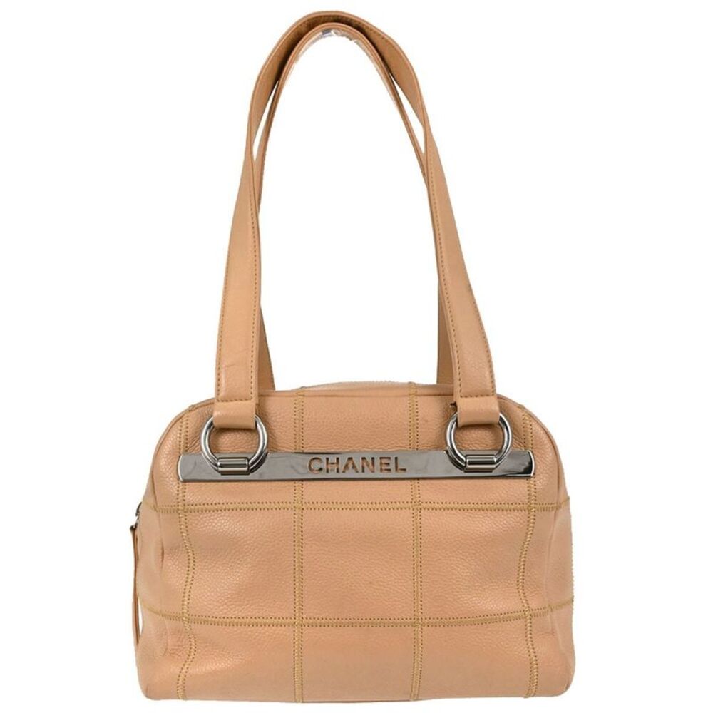 Chanel Square Stitch Shoulder Bag Quilted Caviar Beige Leather Shoulder Bag Bag